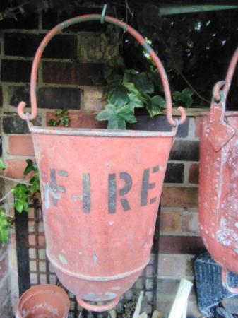 Image 3 of Two old fire sand buckets one riveted and other welded seems
