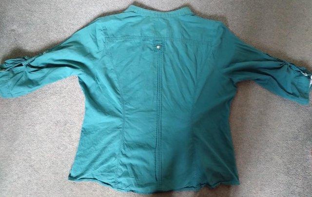 Image 2 of Maine New England turquoise cotton blouse- UK size 16