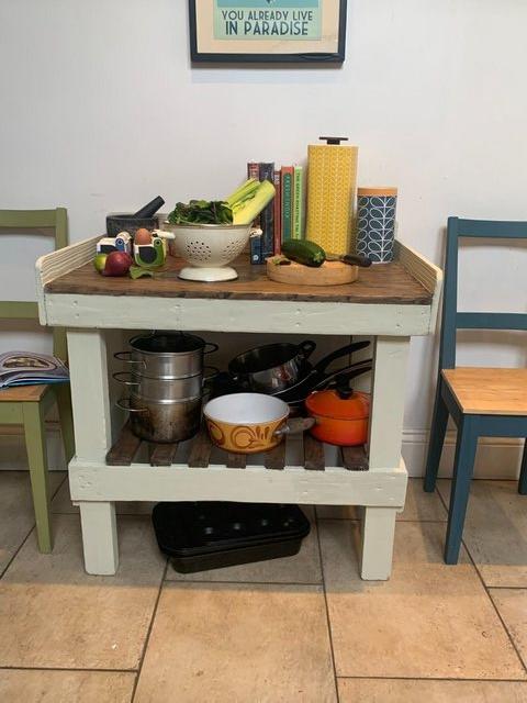 Preview of the first image of Shabby Chic Mini Utility Rustic Farmhouse Bakers Style Table.