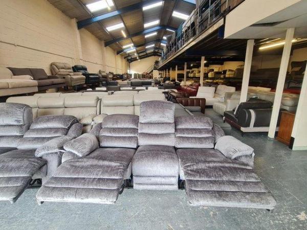 Image 9 of Farrington grey fabric manual recliner 2 x 3 seater sofas
