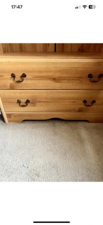 Image 1 of Pine double stand alone wardrobe with drawers
