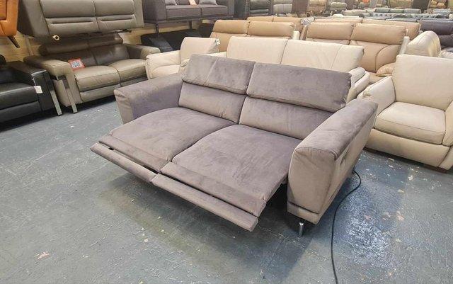 Image 6 of New Sienna grey fabric electric recliner 3 seater sofa
