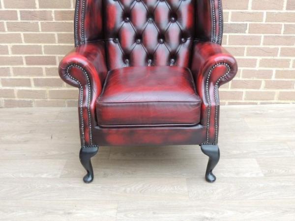 Image 8 of Queen Anne Chesterfield Ox Blood Armchair (UK Delivery)