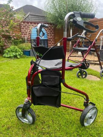 Image 3 of Three wheel walking aid with seat and two side pockets