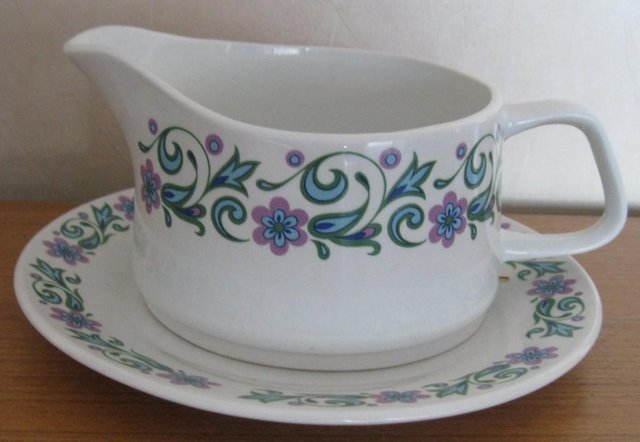Preview of the first image of Vintage J&G Meakin Studio Gravy boat and plate, Mandalay.