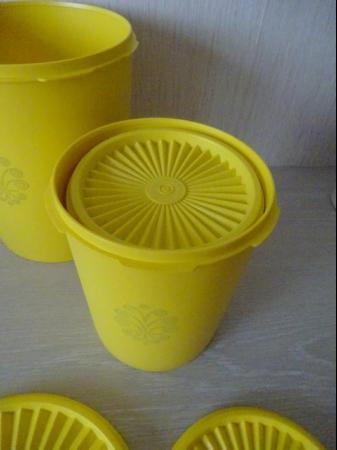 Image 4 of FOUR YELLOW TUPPERWARE STORAGE CONTAINERS-EXCELLENT