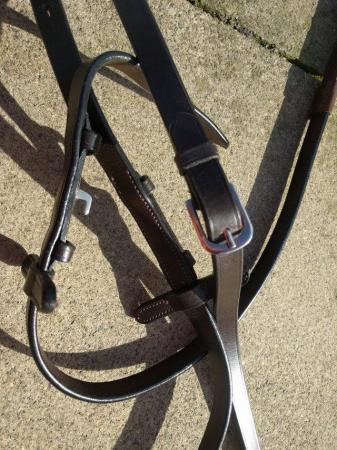 Image 8 of NEW BROWN LEATHER HALF RUBBER DRESSAGE/SHOW REINS 5/8"