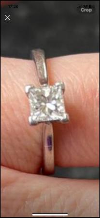 Image 1 of Princess cut diamond and platinum engagement ring