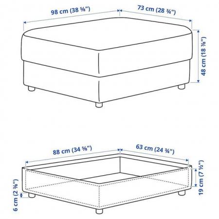 Image 3 of IKEA Vimle 2 seat sofa bed with pouffe, 2 years old, as new