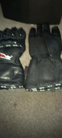 Image 1 of Motorcycle leather gauntlet gloves xl with warm liner
