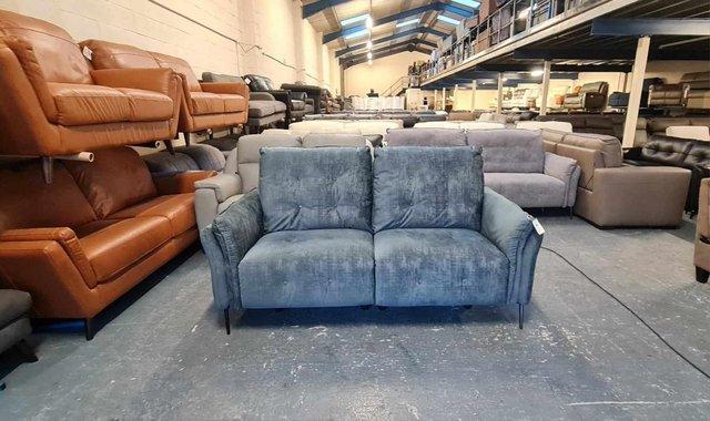 Image 11 of Bolzano blue fabric electric recliner 2 seater sofa