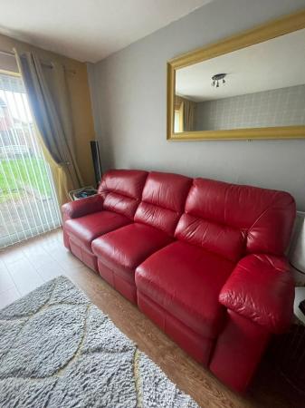 Image 1 of 3 seater leather recliner sofa
