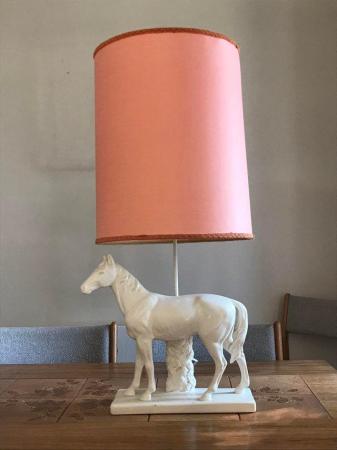 Image 2 of Table lamp white horse with orange shade