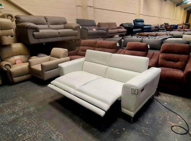 Image 6 of Sienna white leather electric recliner 3 seater sofa