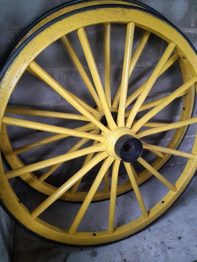 Preview of the first image of Antique French Driving Carriage Wheel.