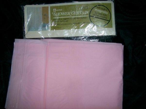 Image 2 of New Pink Vinyl Shower Curtain