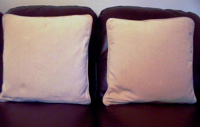 Image 3 of 2 x cotton taupe/cream embroidered panel cushion covers