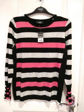 Image 2 of New Wallis Multicoloured Knit Jumper Size 12 Black Pink Grey