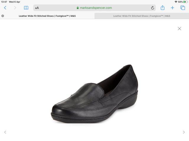 Preview of the first image of M&S. Footglove- black leather shoes.