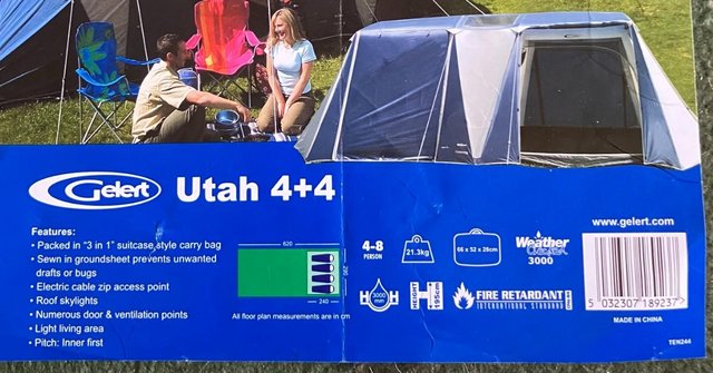 Preview of the first image of Gelert Utah 4 + 4 Person Tent.