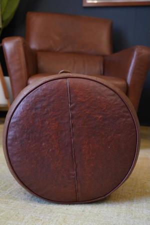 Image 6 of Mid Century Vintage Retro Original Real Leather Pouffe