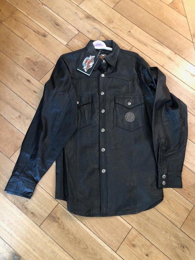 Preview of the first image of Brand new Harley Davidson leather shirt jacket Large.