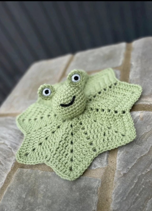 Preview of the first image of Baby frog snuggle lovey blanket.