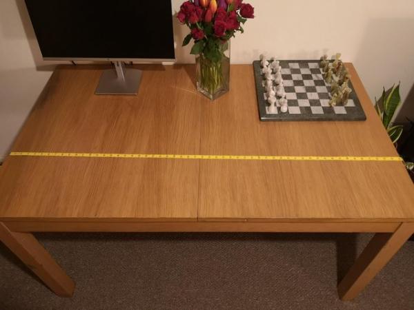 Image 1 of Solid oak extendable wood dining table on half price
