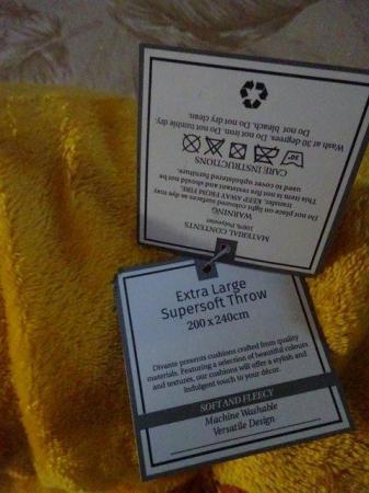 Image 2 of EXTRA LARGE SUPER SOFT YELLOW/OCHRE BLANKET/THROW