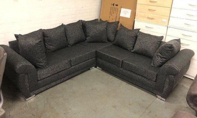Preview of the first image of Dundee 2 corner 2 corner sofa in black scatter back.
