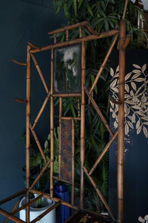 Image 2 of Antique 19th Century Decoupage Bamboo Hatstand Hallway Hooks