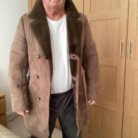 Image 1 of Genuine sheepskin coat and all wool black M&S coat