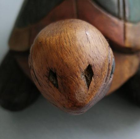 Image 7 of A Fairtrade Wooden Tortoise.Height 7".