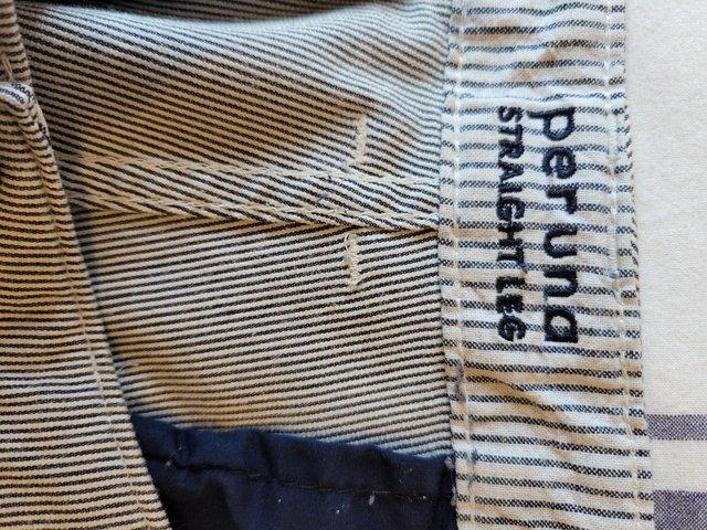 Preview of the first image of M&S Per Una striped trousers, size 16, short, straight leg.