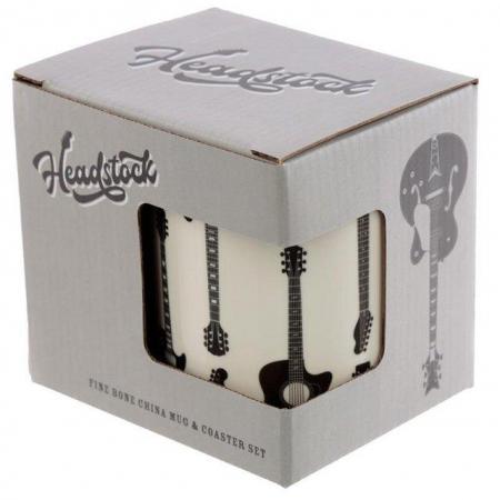 Image 2 of Porcelain Mug and Coaster Gift Set - Headstock Guitar.  Free