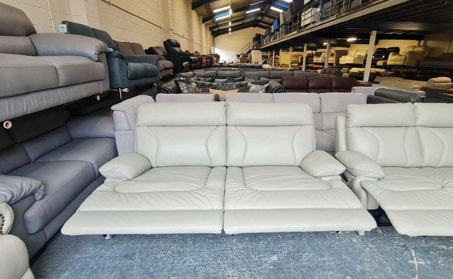 Image 10 of La-z-boy Raleigh grey leather electric 3+2 seater sofas