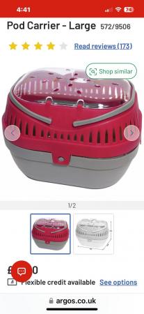 Image 2 of 2 x Pet Carriers (Red/Grey - Large), ( Pink/White - Medium)