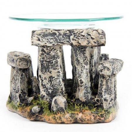Image 2 of Mystical Stonehenge Design Oil Burner with Glass Dish.