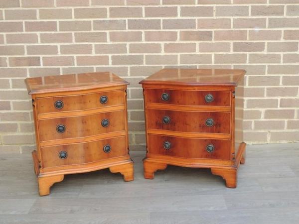Image 3 of Pair of Burr Wood Bedside Chests (UK Delivery)