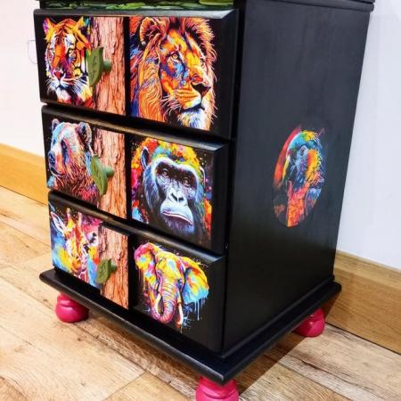 Image 3 of Upcycled Wild Animals Bedside Cabinet