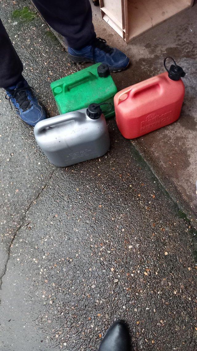 Preview of the first image of Three plastic Petrol Cans in good used conditipn.