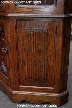 Image 18 of OLD CHARM LIGHT OAK CANTED DISPLAY CABINET CUPBOARD DRESSER