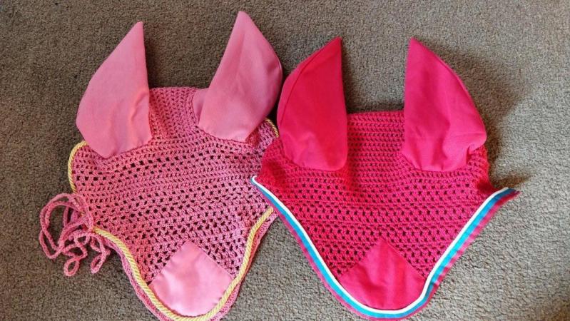 Image 1 of TWO NEW PINK FLY VEILS HOODS BONNETS FULL AND COB/FULL