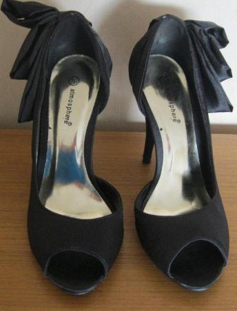 Image 2 of Ladies Black satin High heeled shoes size 4