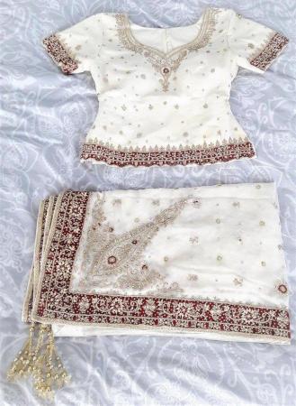 Image 2 of Indian wedding lengha - white, gold and red embroidery