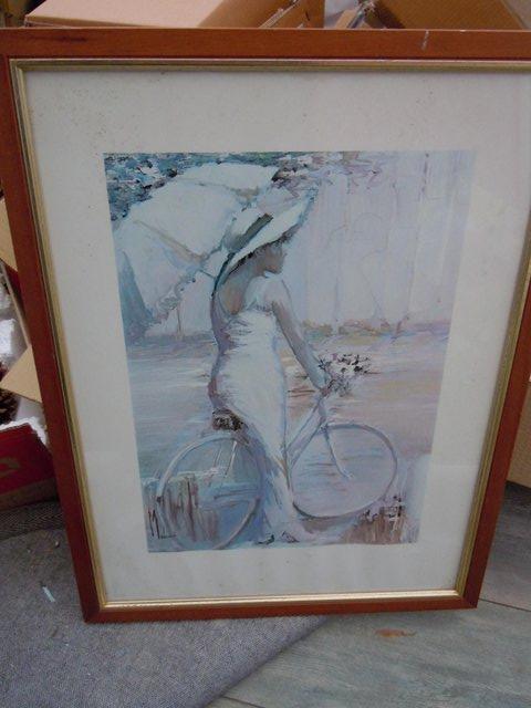 Preview of the first image of Lady on Bicycle Innocenzo Melani Framed Print.