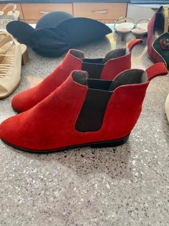 Image 2 of St Micheal Red suede shoes size 3 1/2