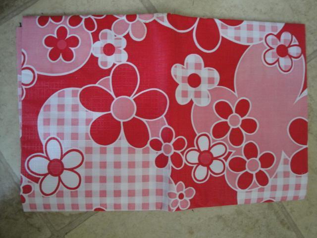 Preview of the first image of Pink & White Plastic Tablecloth As New.