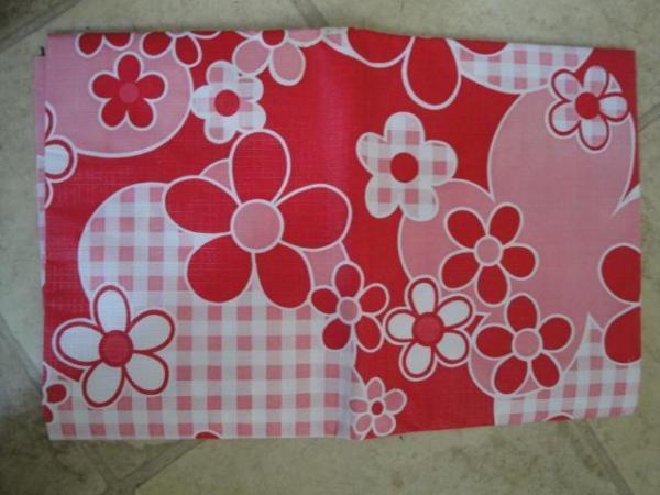 Image 1 of Pink & White Plastic Tablecloth As New