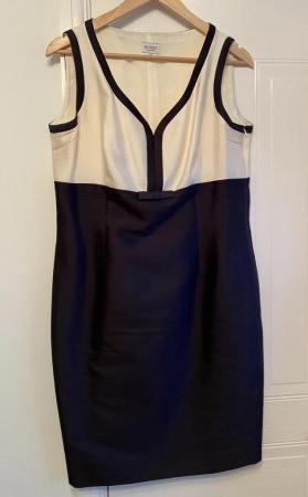 Image 3 of Hobbs Invitation Dress & Jacket UK14 Navy & Cream Silk/Wool